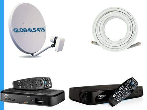 Image of DStv Equipment (dish, LNB, decoder, cables)